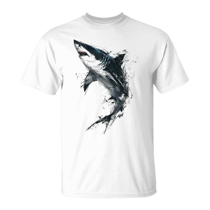 Hai Malerei Kunst Abstrakte Tierzeichnung Grafik Hai T-Shirt