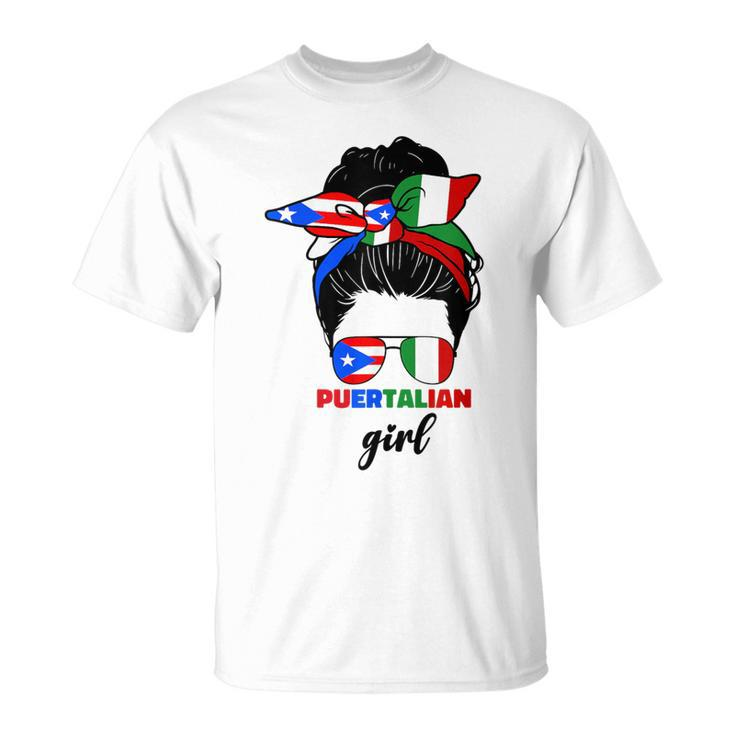 Half Italian And Puerto Rican Rico Italy Flag Girl For Women T-Shirt