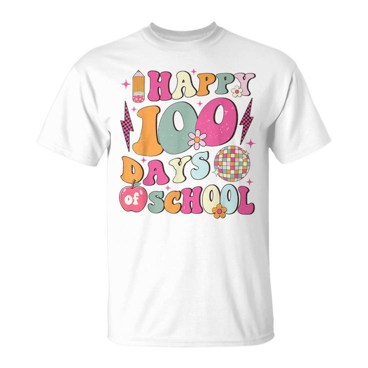 Happy 100 Days Of School Retro Disco 100Th Day Of School T-Shirt