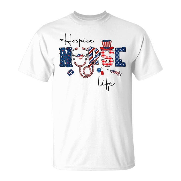 Happy 4Th Of July Hospice Nurse Life American Flag Men T-Shirt