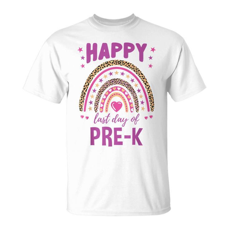 Happy Last Day Of Pre-K Leopard Rainbow T-Shirt