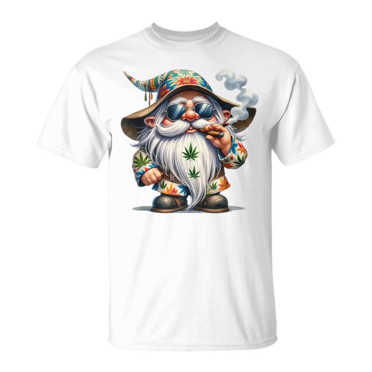 Hippie Gnome Smoking Weed Pot Leaf 420 Marijuana Cannabis T-Shirt