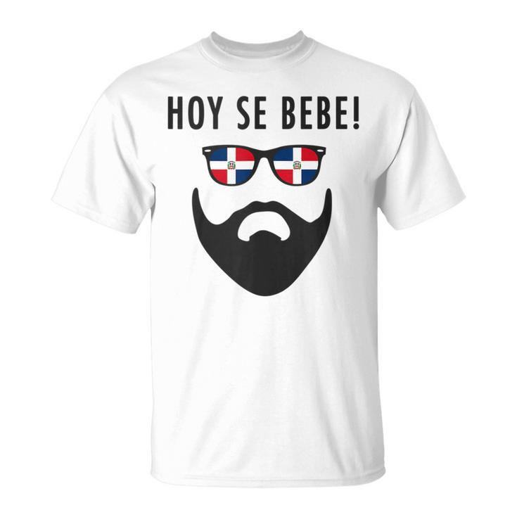 Hoy Se Bebe Dominican Republic Flag Beard T-Shirt