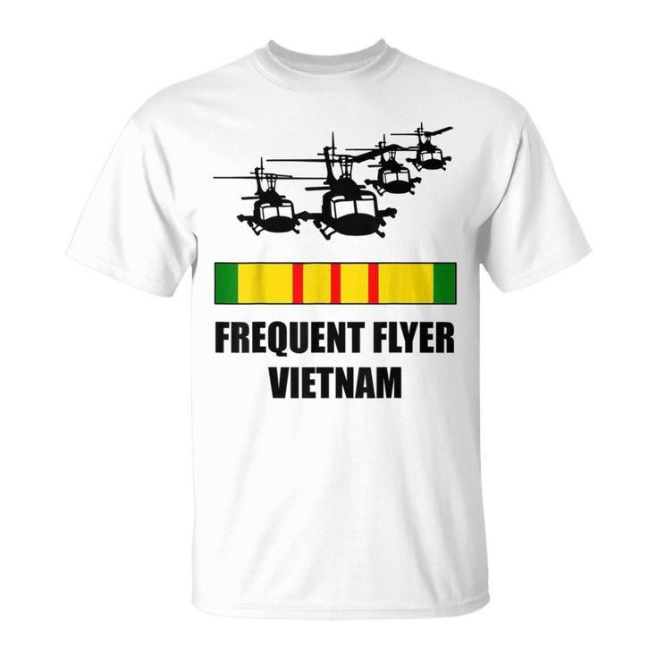 Huey Chopper Helicopter Frequent Flyer Vietnam War Veteran T-Shirt