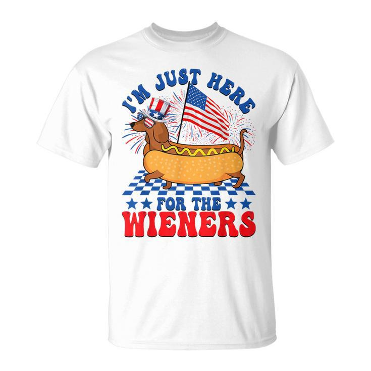 I'm Just Here For Wieners Dachshund Dog Hotdog 4Th Of July T-Shirt