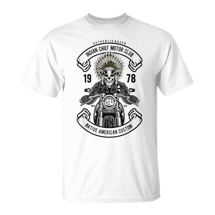 Indian Chief Biker Native American Motorcycle Motocross T-Shirt