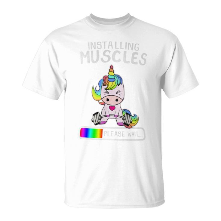 Installing Muscles Unicorn Weightlifting T-Shirt