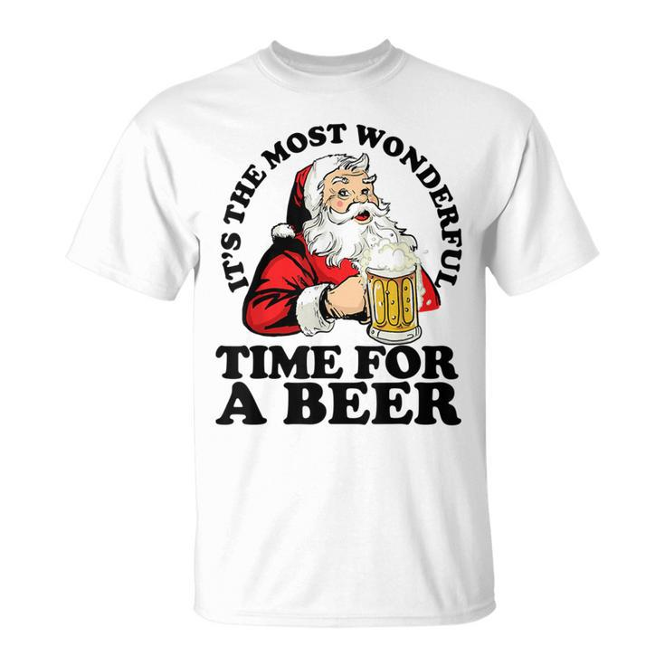 Its The Most Wonderful Time For A Beer Santa Christmas T-Shirt