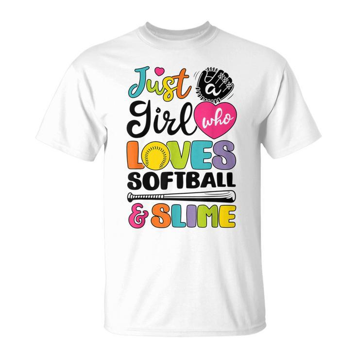 Just A Girl Who Loves Softball And Slime Sports T-Shirt