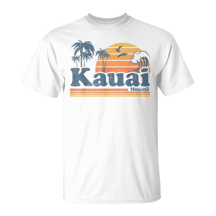 Kauai Hawaii Vintage Beach Summer Surfing 70S Retro Hawaiian T-Shirt