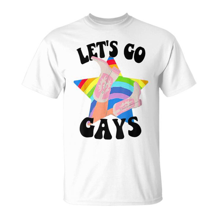 Let's Go Gays Lgbt Pride Cowboy Hat Retro Gay Rights Ally T-Shirt
