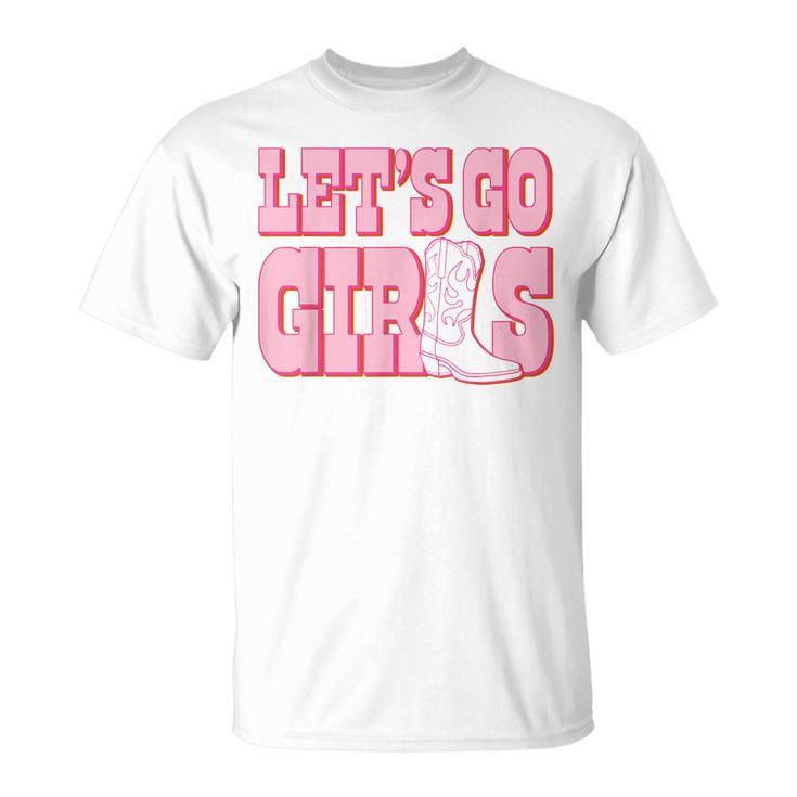 Let's Go Girls Cowgirl Boot Bachelorette Party Matching T-Shirt