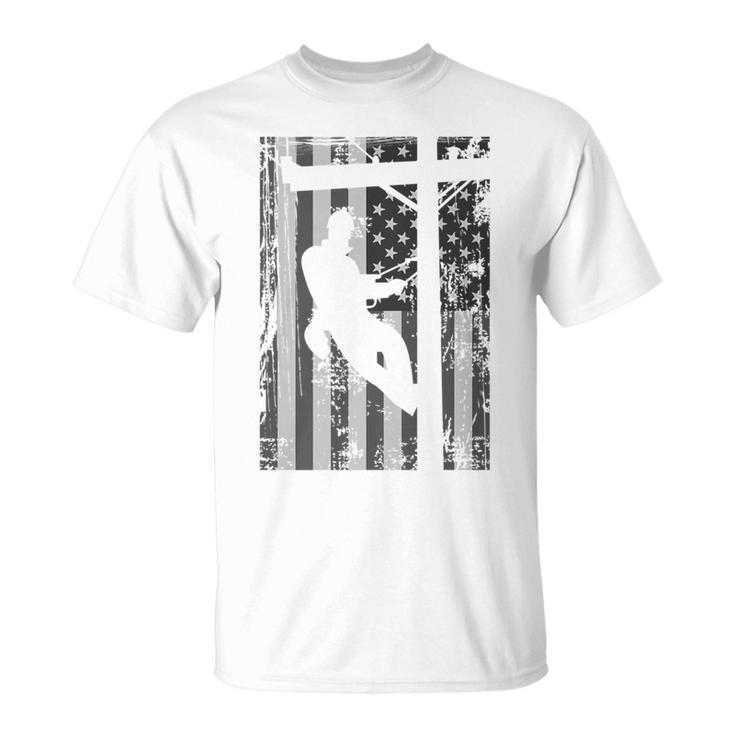 Lineman American Flag Electric Cable Lineman T-Shirt