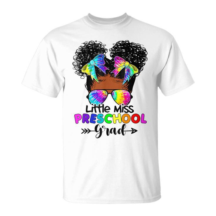Little Miss Preschool Grad Graduation Messy Bun Black Girls T-Shirt