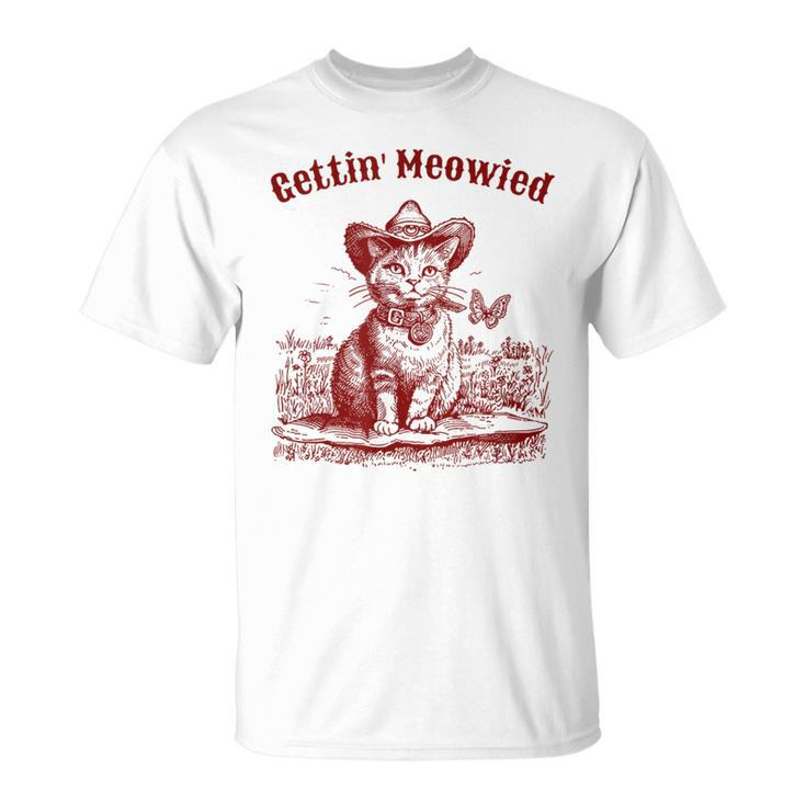 Meowdy Bachelorette Party Cowgirl Cowboy Cat Bridal Squad T-Shirt