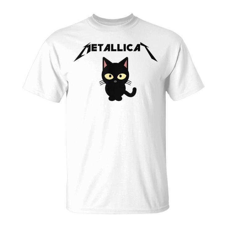 Metallicat Black Cat Lover Rock Heavy Metal Music Joke T-Shirt