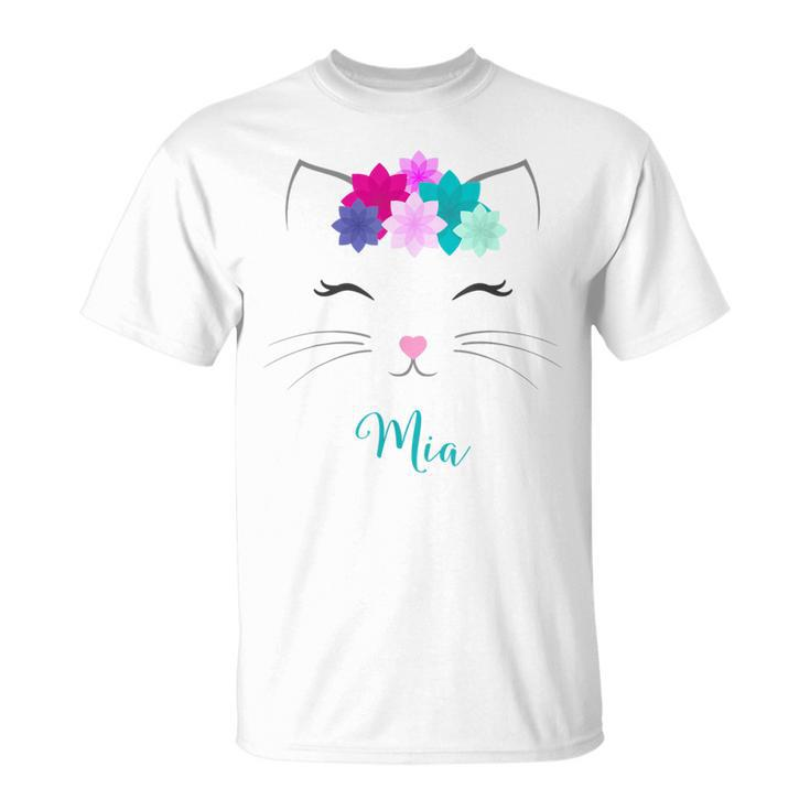 Mia Name Personalised Kitty Cat T-Shirt