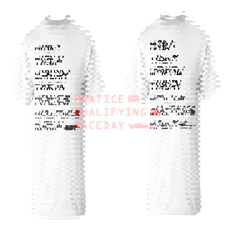 【日本製】 Qualifying Practice Thursday Tuesday Monday Race T-Shirt Day トップス