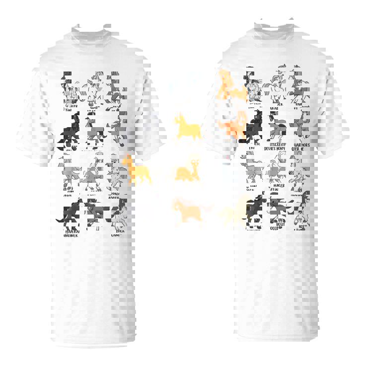 Muchas Razas De Caballos Caballos Kawaii De Dibujos Animados Camiseta unisex