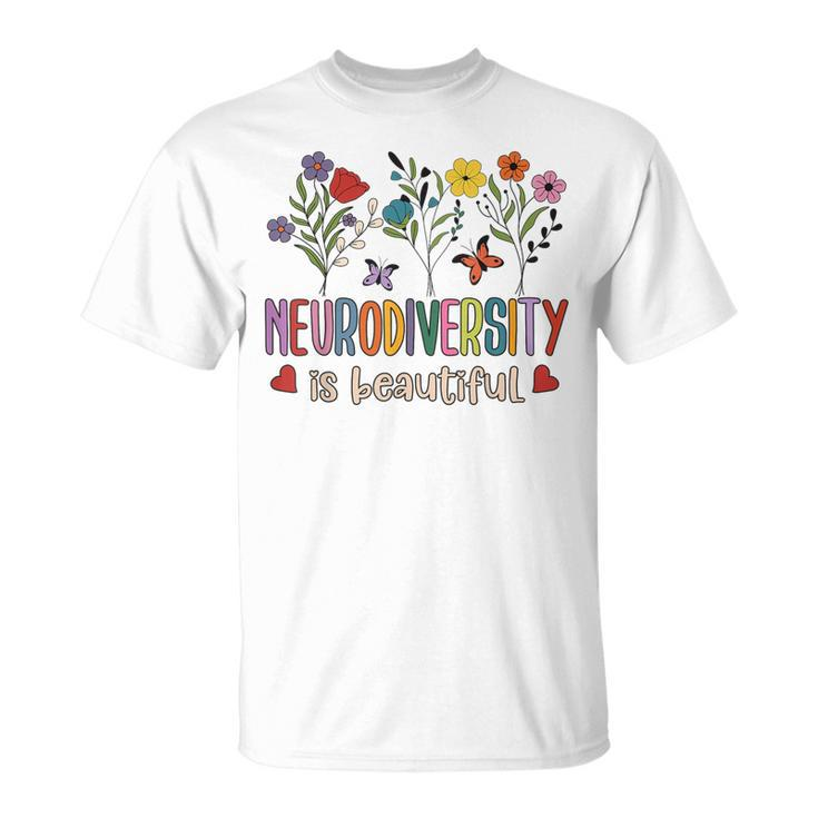 Neurodiversity Is Beautiful Autism Awareness Flowers Vintage T-Shirt