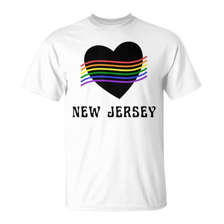 New Jersey Rainbow Lgbt Lgbtq Gay Pride Groovy Vintage T-Shirt