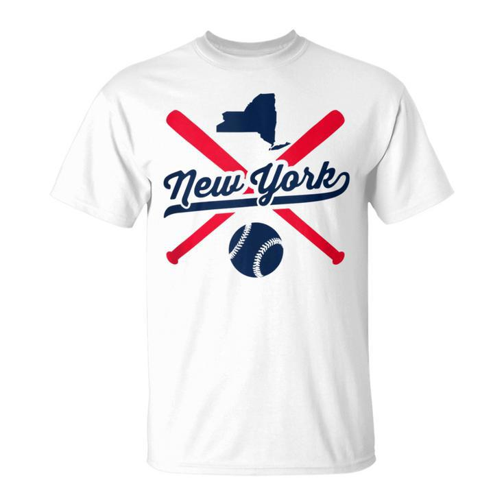 New York Baseball Vintage State Pride Love City Red T-Shirt