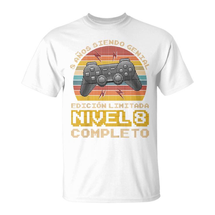 Niños Regalo De Cumpleaños 8 Años Gamer Nivel 8 Completo Camiseta unisex