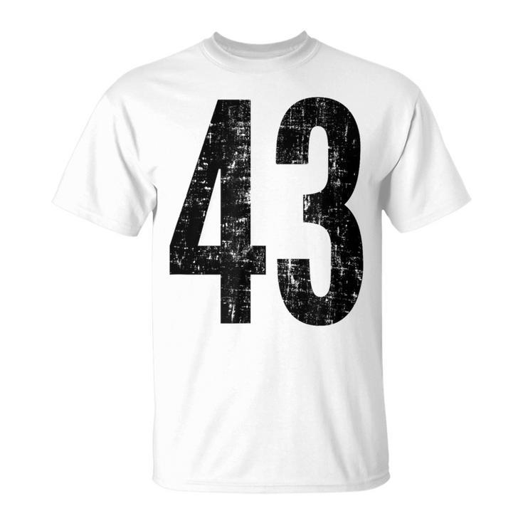 Number 43 Distressed Vintage Sport Team Practice Training T-Shirt