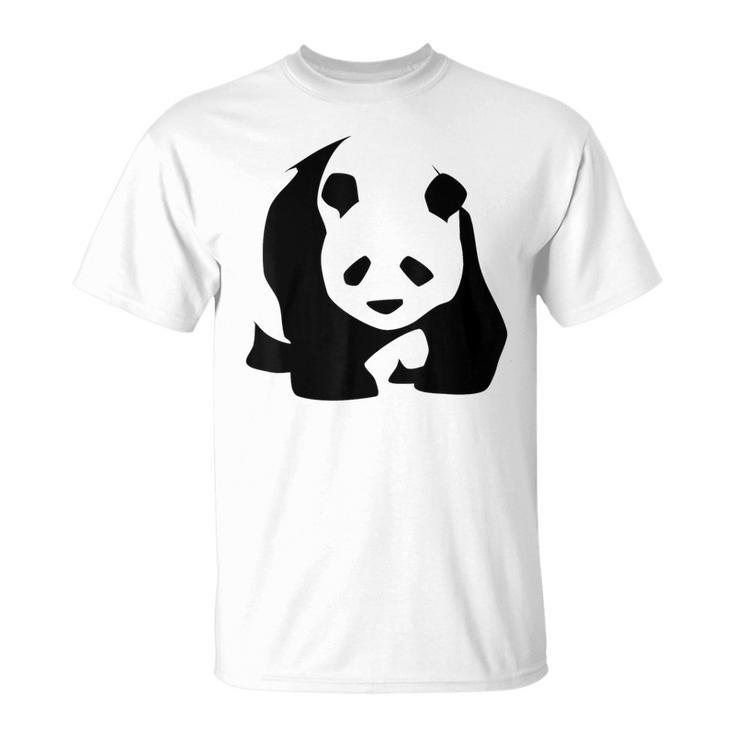 Panda Bear Lovers Minimalist Black And White China Wildlife T-Shirt