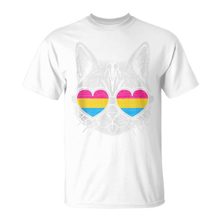 Pansexual Cat With Glasses Lgbt Pride T-Shirt