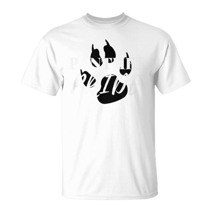 Panther Pride High School Fan Spirit Black Paw Print T-Shirt