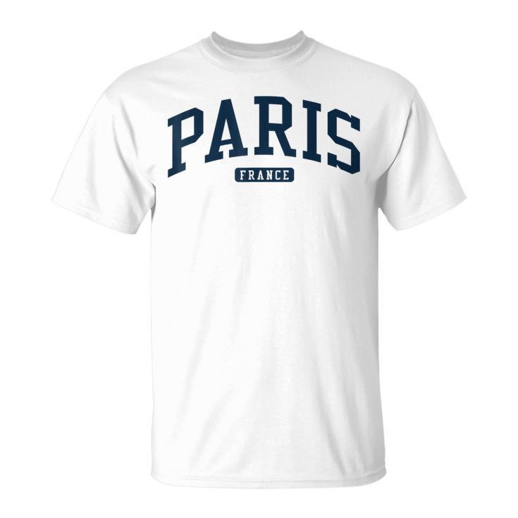 Paris France College University Style Navy T-Shirt