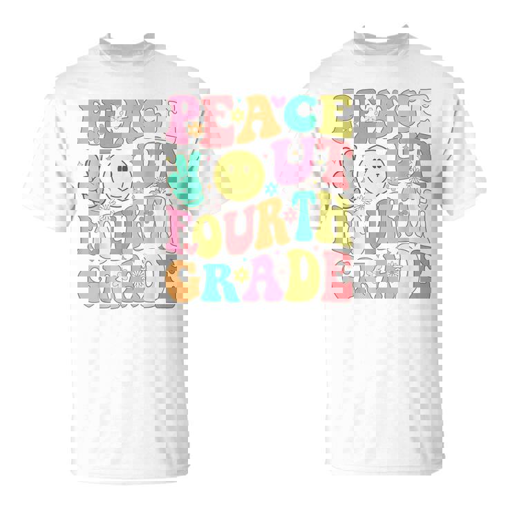 Peace Out Fourth Grade Groovy 4Th Grade Last Day Of School T-Shirt