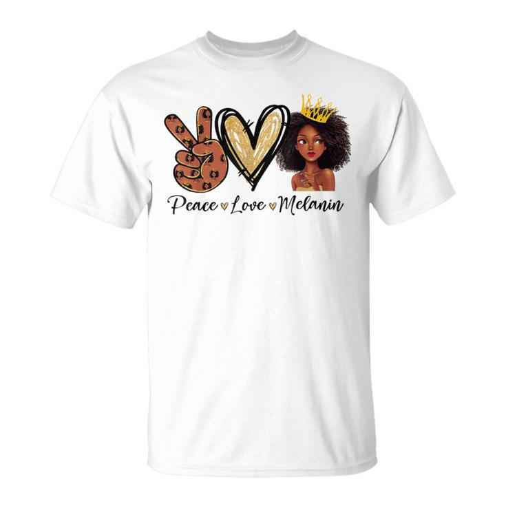 Peace Love Melanin Sugar Afro Black Brown Girls Pride T-Shirt
