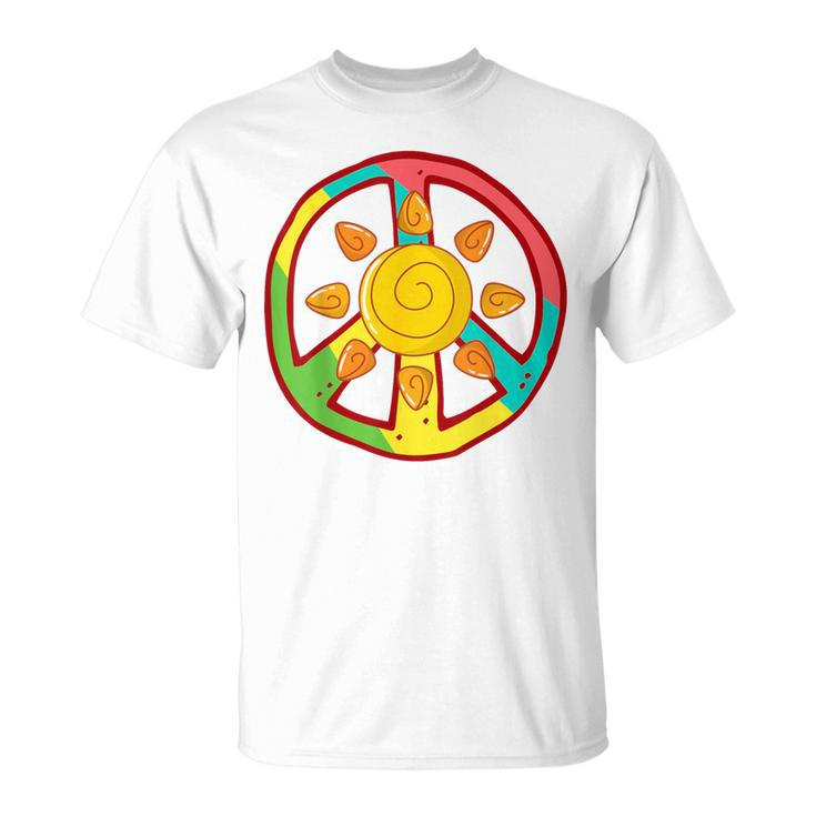 Peace Sign Love Ancient Aztec Sun Tie Dye HippieT-Shirt