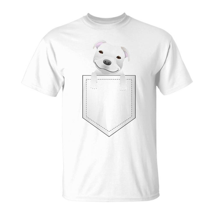 Pocket Pitbull White Puppy Cute T-Shirt
