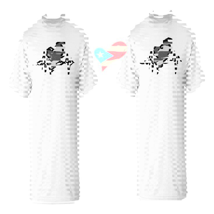 Puerto Rico Flag Heartbeat Puerto Rican Boricua Hispanic T-Shirt