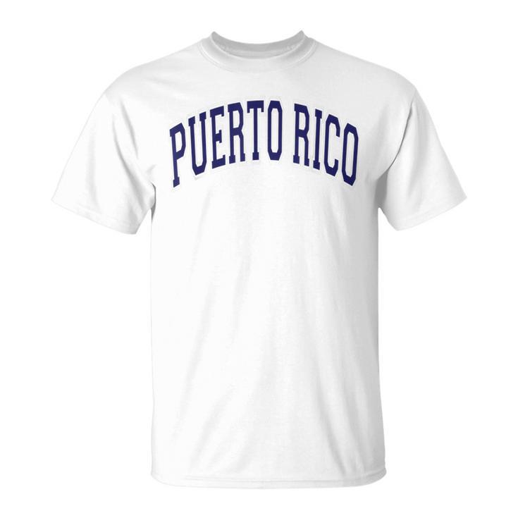 Puerto Rico Varsity Style Navy Blue Text T-Shirt