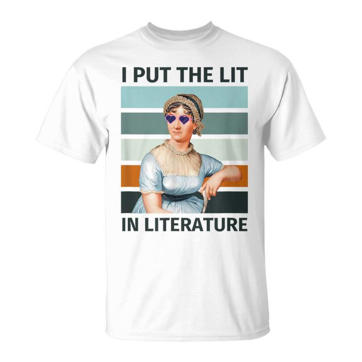 I Put The Lit In Literature Vintage Jane Austen Sunglasses T-Shirt