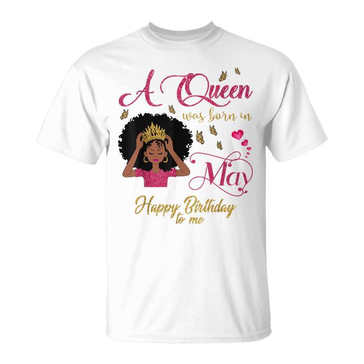 A Queen Was Born In May Black Queen T-Shirt