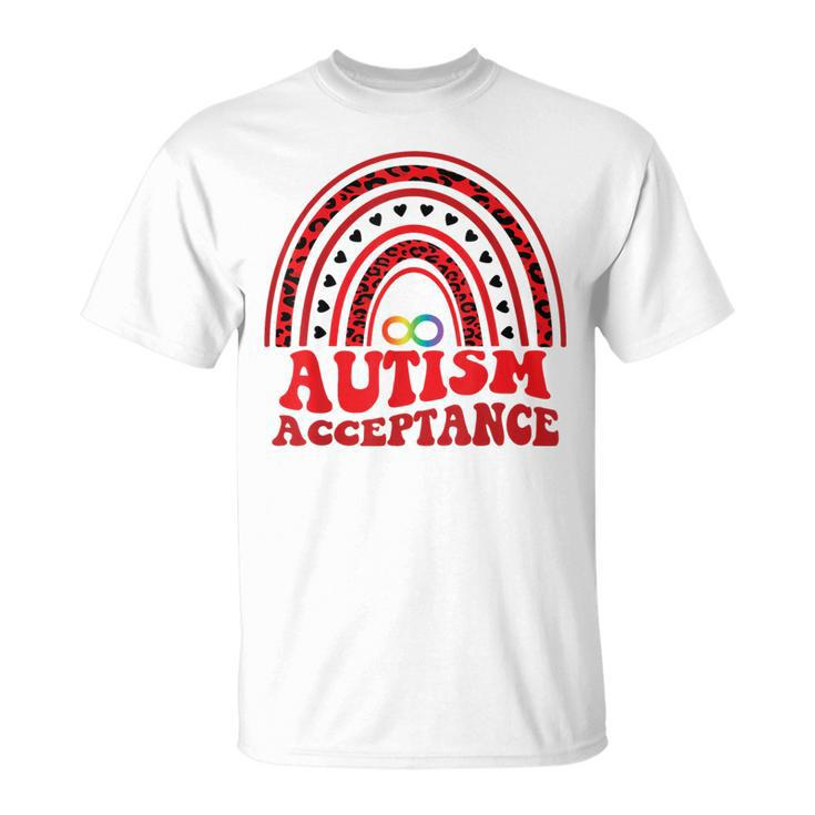 Red Instead Autism Awareness Acceptance Education Teacher T-Shirt