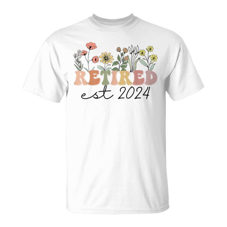 Retired Est 2024 Retro Retirement For Humor T-Shirt