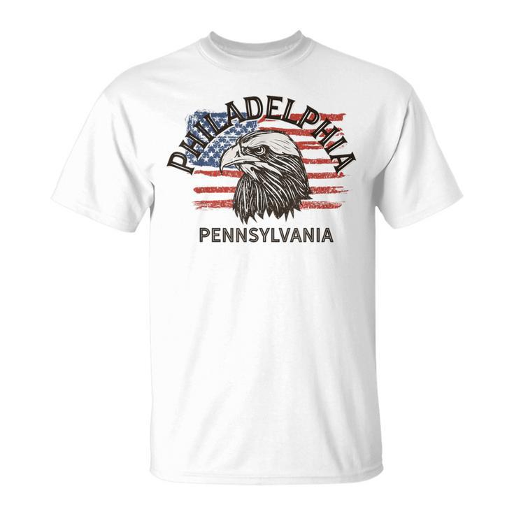 Retro Eagle Usa Flag Pennsylvania Vintage Philadelphia T-Shirt