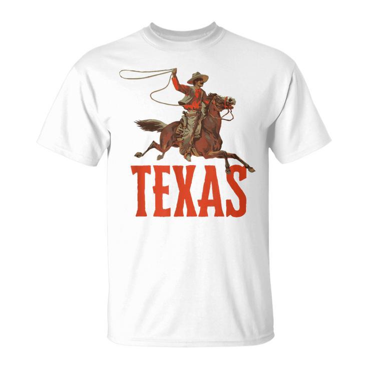 Retro Roping Cowboy & Bronco Texas T-Shirt