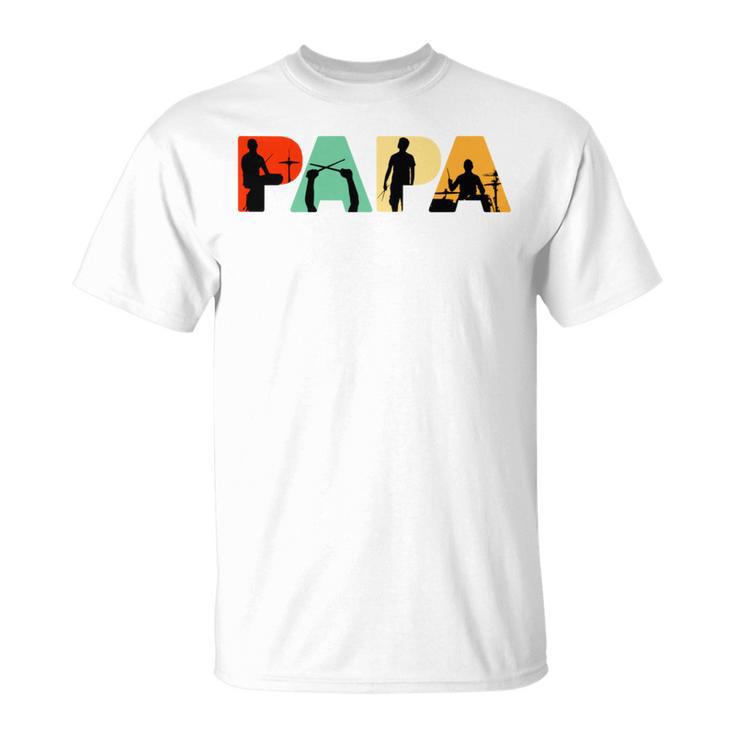 Retro Schlagzeug Papa Lustig Papa Schlagzeuger T-Shirt