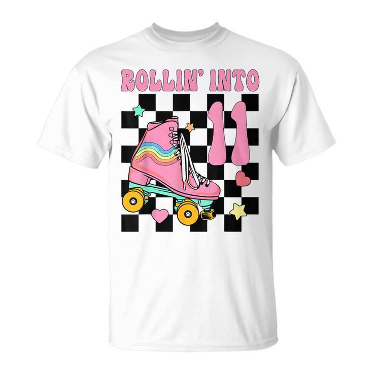 Rolling Into 11 Years Old Roller Skating Girl 11Th Birthday T-Shirt