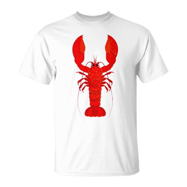 Rotes Hummer-Design Herren T-Shirt in Weiß, Lustiges Meeresfrüchte Tee