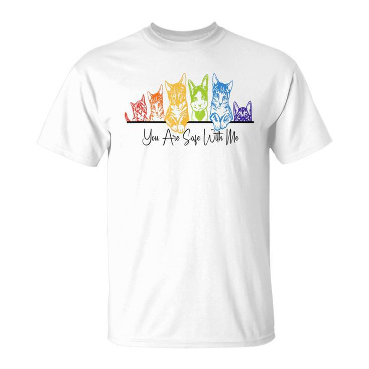 You Are Safe With Me Cats Pride Parade Lgbt Equal Rights T-Shirt