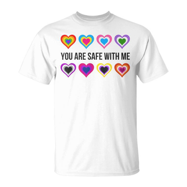 You Are Safe With Me Lesbian Trans Bi Pansexual Non Binary T-Shirt