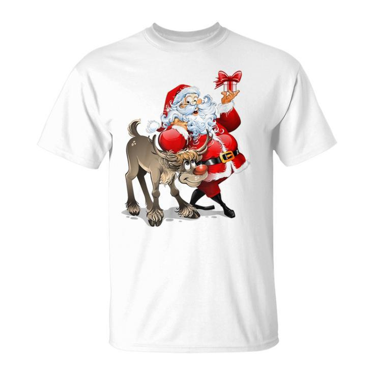 Santa Claus & Rudolph Red Nosed Reindeer Christmas T-Shirt
